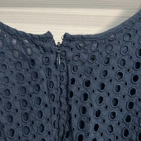 Ann Taylor Loft Blue Eyelet Lace Striped Sleeveless Dress Size 0 - Picture 6 of 6